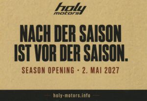 Plakat mit dem Schriftzug „NACH DER SAISON IST VOR DER SAISON.“ und Ankündigung des Season Openings am 2. Mai 2027.