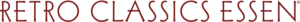 Schriftzug RETRO CLASSICS ESSEN in dunkelroten Großbuchstaben auf weißem Hintergrund